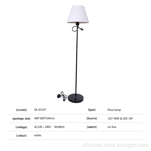 Nordic Style Bedroom Floor Lamp Adjustable Simple Lampshade Remoter Led Lighting